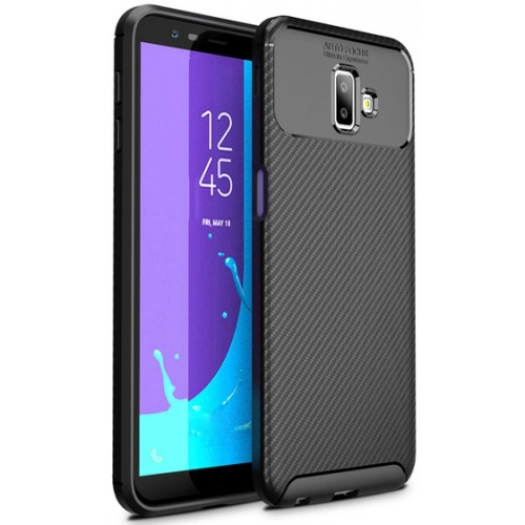 Samsung Galaxy J6 Plus 2018 Kılıf Silikon Parmak İzi Bırakmayan Karbon Soft Negro Kapak - Siyah