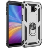 Samsung Galaxy J6 Plus 2018 Kılıf Silikon Zırhlı Standlı Yüzüklü Mıknatıslı Tank Kapak - Gri