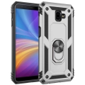Samsung Galaxy J6 Plus 2018 Kılıf Silikon Zırhlı Standlı Yüzüklü Mıknatıslı Tank Kapak - Gri