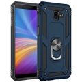 Samsung Galaxy J6 Plus 2018 Kılıf Silikon Zırhlı Standlı Yüzüklü Mıknatıslı Tank Kapak - Lacivert