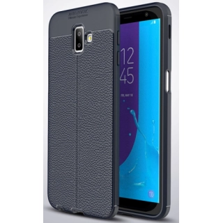 Samsung Galaxy J6 Plus 2018 Kılıf Deri Görünümlü Lüks Parmak İzi Bırakmaz Niss Silikon Kapak - Lacivert