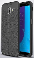 Samsung Galaxy J6 Plus 2018 Kılıf Deri Görünümlü Parmak İzi Bırakmaz Niss Silikon - Siyah