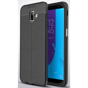 Samsung Galaxy J6 Plus 2018 Kılıf Deri Görünümlü Lüks Parmak İzi Bırakmaz Niss Silikon Kapak - Siyah