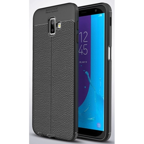 Samsung Galaxy J6 Plus 2018 Kılıf Deri Görünümlü Lüks Parmak İzi Bırakmaz Niss Silikon Kapak - Siyah