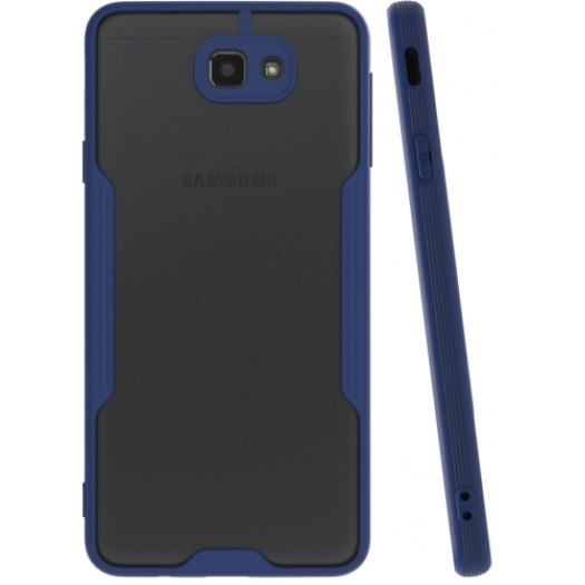 Samsung Galaxy J7 Prime Kılıf Renkli Silikon Kamera Lens Korumalı Şeffaf Parfe Kapak - Lacivert