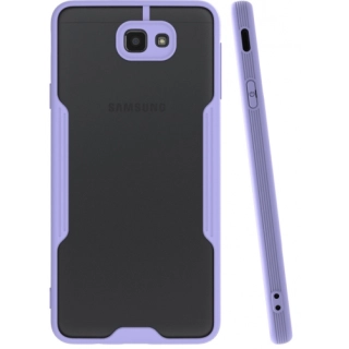 Samsung Galaxy J7 Prime Kılıf Renkli Silikon Kamera Lens Korumalı Şeffaf Parfe Kapak - Lila