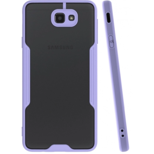 Samsung Galaxy J7 Prime Kılıf Renkli Silikon Kamera Lens Korumalı Şeffaf Parfe Kapak - Lila