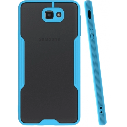 Samsung Galaxy J7 Prime Kılıf Renkli Silikon Kamera Lens Korumalı Şeffaf Parfe Kapak - Mavi