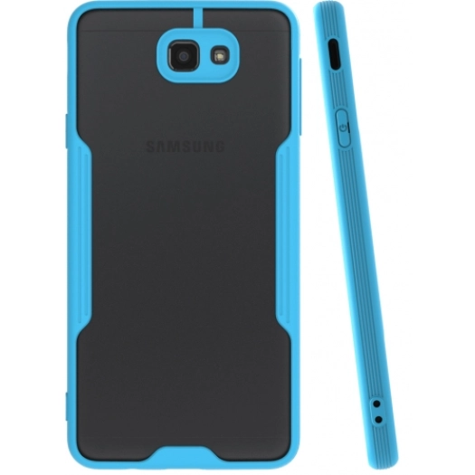 Samsung Galaxy J7 Prime Kılıf Renkli Silikon Kamera Lens Korumalı Şeffaf Parfe Kapak - Mavi