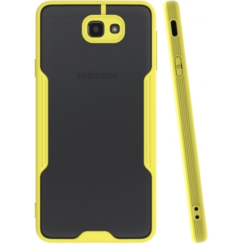 Samsung Galaxy J7 Prime Kılıf Renkli Silikon Kamera Lens Korumalı Şeffaf Parfe Kapak - Sarı