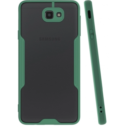 Samsung Galaxy J7 Prime Kılıf Renkli Silikon Kamera Lens Korumalı Şeffaf Parfe Kapak - Yeşil