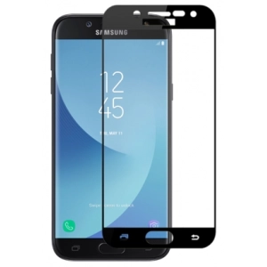 Samsung Galaxy J7 Pro Kırılmaz Cam Tam Kapatan Kenarları Kırılmaya Dayanıklı Cam Ekran Koruyucu - Siyah