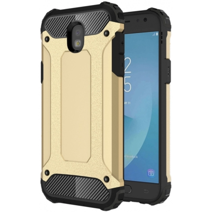 Samsung Galaxy J7 Pro Kılıf Zırhlı Tank Crash Silikon Kapak - Gold