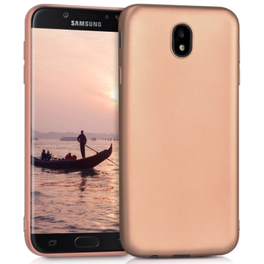 Samsung Galaxy J7 Pro Kılıf İnce Soft Mat Renkli Esnek Silikon Kapak - Gold