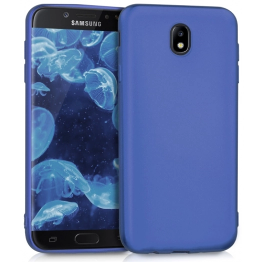 Samsung Galaxy J7 Pro Kılıf İnce Soft Mat Renkli Esnek Silikon Kapak - Mavi