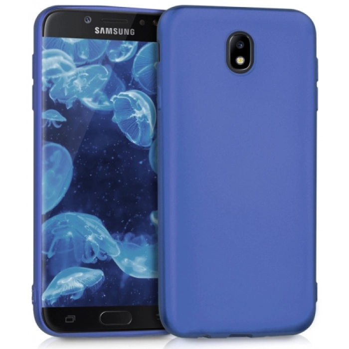 Samsung Galaxy J7 Pro Kılıf İnce Soft Mat Renkli Esnek Silikon Kapak - Mavi