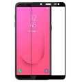 Samsung Galaxy J8 Kırılmaz Cam Tam Kapatan Kenarları Kırılmaya Dayanıklı Cam Ekran Koruyucu - Siyah