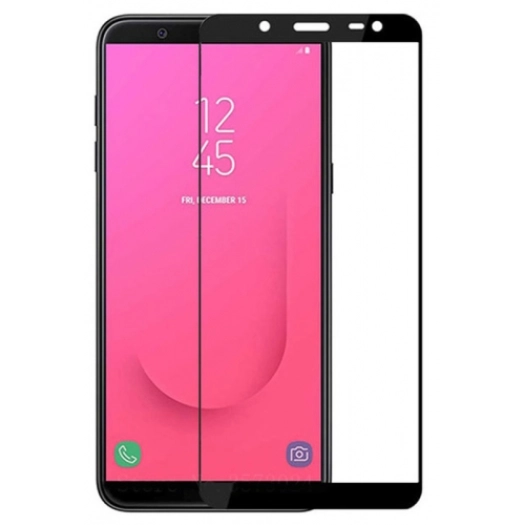 Samsung Galaxy J8 Kırılmaz Cam Tam Kapatan Kenarları Kırılmaya Dayanıklı Cam Ekran Koruyucu - Siyah