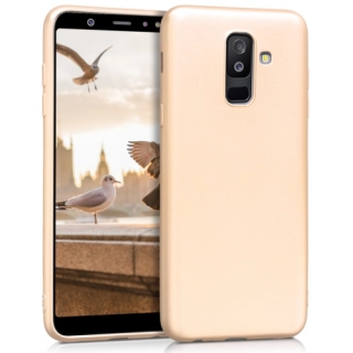 Samsung Galaxy J8 Kılıf İnce Soft Mat Renkli Esnek Silikon Kapak - Gold