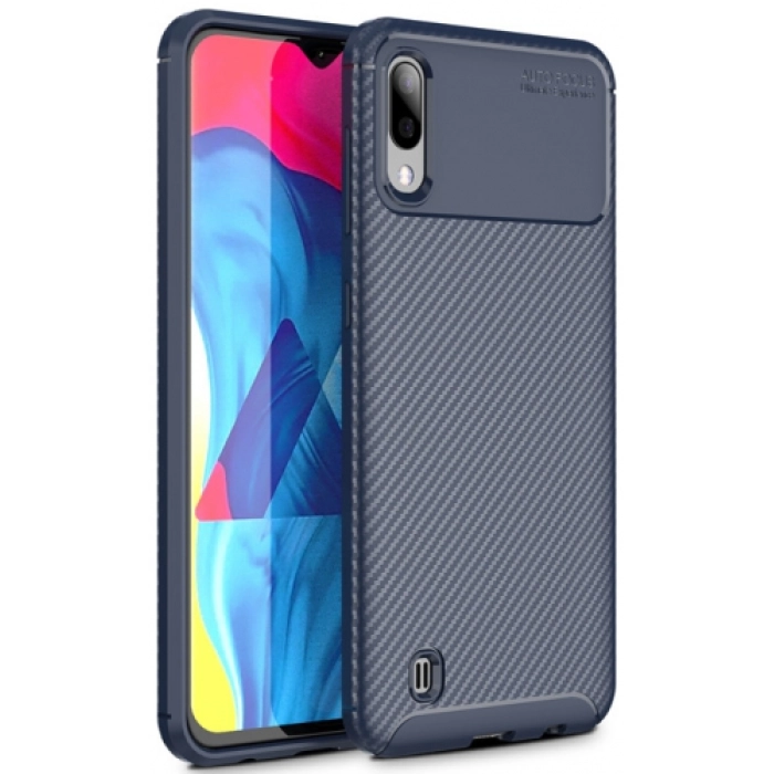 Samsung Galaxy M10 Kılıf Silikon Parmak İzi Bırakmayan Karbon Soft Negro Kapak - Lacivert