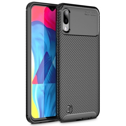 Samsung Galaxy M10 Kılıf Silikon Parmak İzi Bırakmayan Karbon Soft Negro Kapak - Siyah