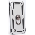 Samsung Galaxy M10 Kılıf Silikon Zırhlı Standlı Yüzüklü Mıknatıslı Tank Kapak - Gri
