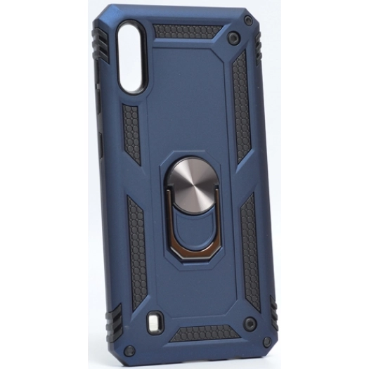 Samsung Galaxy M10 Kılıf Silikon Zırhlı Standlı Yüzüklü Mıknatıslı Tank Kapak - Lacivert