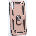 Samsung Galaxy M10 Kılıf Silikon Zırhlı Standlı Yüzüklü Mıknatıslı Tank Kapak - Rose Gold
