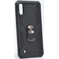 Samsung Galaxy M10 Kılıf Silikon Zırhlı Standlı Yüzüklü Mıknatıslı Tank Kapak - Siyah