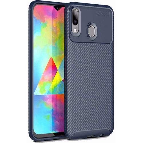 Samsung Galaxy M10s Kılıf Silikon Parmak İzi Bırakmayan Karbon Soft Negro Kapak - Lacivert