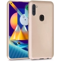 Samsung Galaxy M11 Kılıf İnce Soft Mat Renkli Esnek Silikon Kapak - Gold