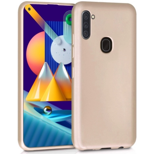 Samsung Galaxy M11 Kılıf İnce Soft Mat Renkli Esnek Silikon Kapak - Gold