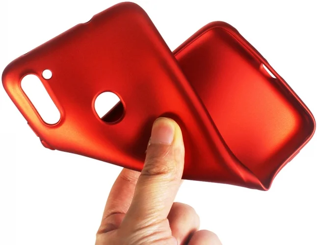 Samsung Galaxy M11 Kılıf İnce Mat Esnek Silikon - Kırmızı