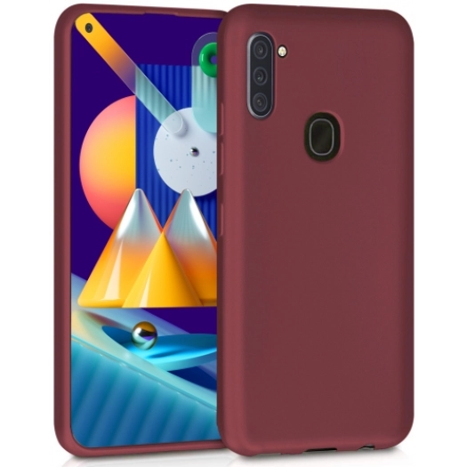 Samsung Galaxy M11 Kılıf İnce Soft Mat Renkli Esnek Silikon Kapak - Mürdüm