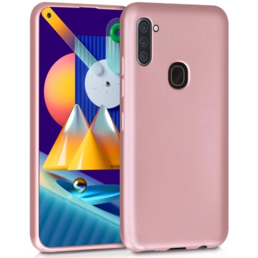 Samsung Galaxy M11 Kılıf İnce Soft Mat Renkli Esnek Silikon Kapak - Rose Gold