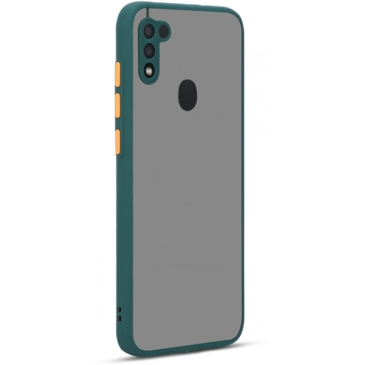 Samsung Galaxy M11 Kılıf Kamera Korumalı Arkası Şeffaf Mat Silikon Kapak - Yeşil