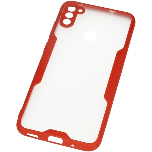 Samsung Galaxy M11 Kılıf Renkli Silikon Kamera Lens Korumalı Şeffaf Parfe Kapak - Kırmızı
