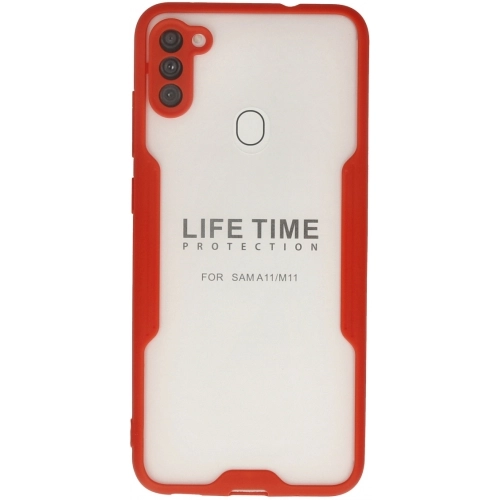 Samsung Galaxy M11 Kılıf Renkli Silikon Kamera Lens Korumalı Şeffaf Parfe Kapak - Kırmızı