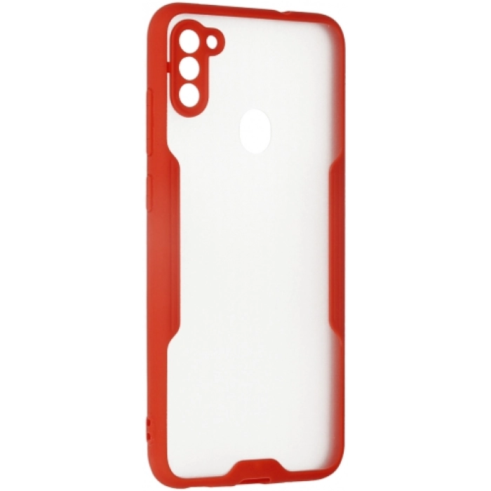 Samsung Galaxy M11 Kılıf Renkli Silikon Kamera Lens Korumalı Şeffaf Parfe Kapak - Kırmızı