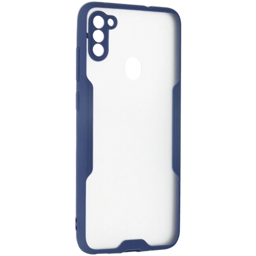 Samsung Galaxy M11 Kılıf Renkli Silikon Kamera Lens Korumalı Şeffaf Parfe Kapak - Lacivert
