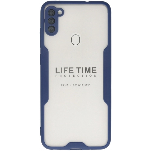 Samsung Galaxy M11 Kılıf Renkli Silikon Kamera Lens Korumalı Şeffaf Parfe Kapak - Lacivert