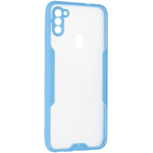 Samsung Galaxy M11 Kılıf Renkli Silikon Kamera Lens Korumalı Şeffaf Parfe Kapak - Mavi