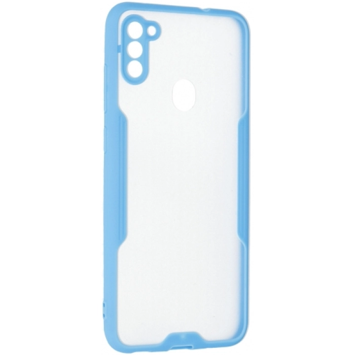 Samsung Galaxy M11 Kılıf Renkli Silikon Kamera Lens Korumalı Şeffaf Parfe Kapak - Mavi