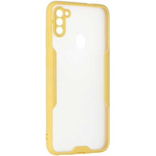 Samsung Galaxy M11 Kılıf Renkli Silikon Kamera Lens Korumalı Şeffaf Parfe Kapak - Sarı