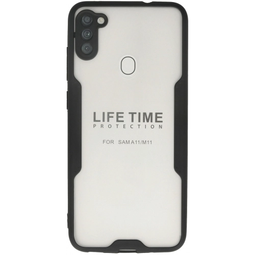 Samsung Galaxy M11 Kılıf Renkli Silikon Kamera Lens Korumalı Şeffaf Parfe Kapak - Siyah