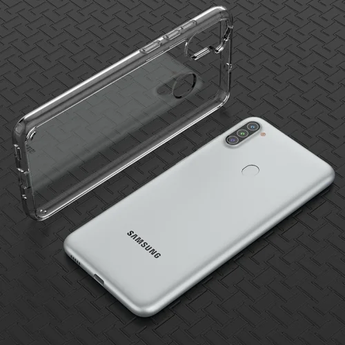 Samsung Galaxy M11 Kılıf Korumalı Kenarları Silikon Arkası Sert Coss Kapak  - Şeffaf