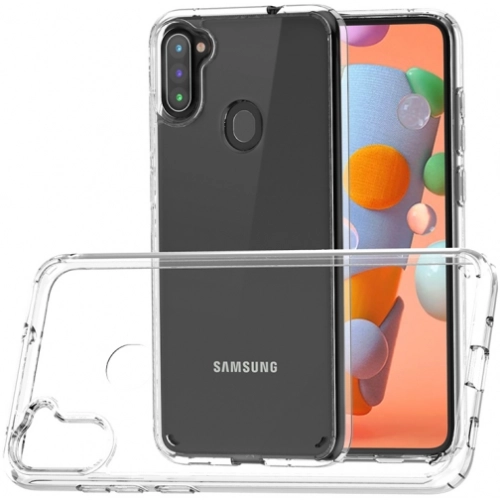 Samsung Galaxy M11 Kılıf Korumalı Kenarları Silikon Arkası Sert Coss Kapak  - Şeffaf