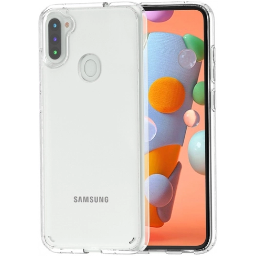 Samsung Galaxy M11 Kılıf Korumalı Kenarları Silikon Arkası Sert Coss Kapak  - Şeffaf