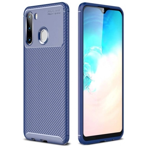 Samsung Galaxy M11 Kılıf Silikon Parmak İzi Bırakmayan Karbon Soft Negro Kapak - Lacivert