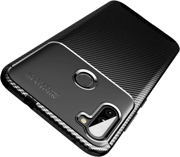 Samsung Galaxy M11 Kılıf Karbon Serisi Mat Fiber Silikon Negro Kapak - Siyah